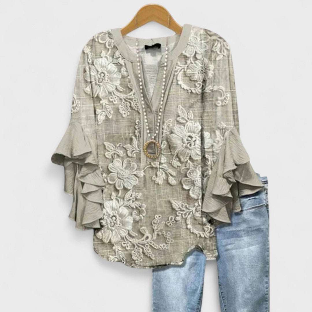 Isabella | Blouse avec des Fleurs Élégantes
