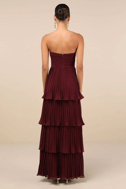 Ambre | Robe Longue Bustier Prune Violet