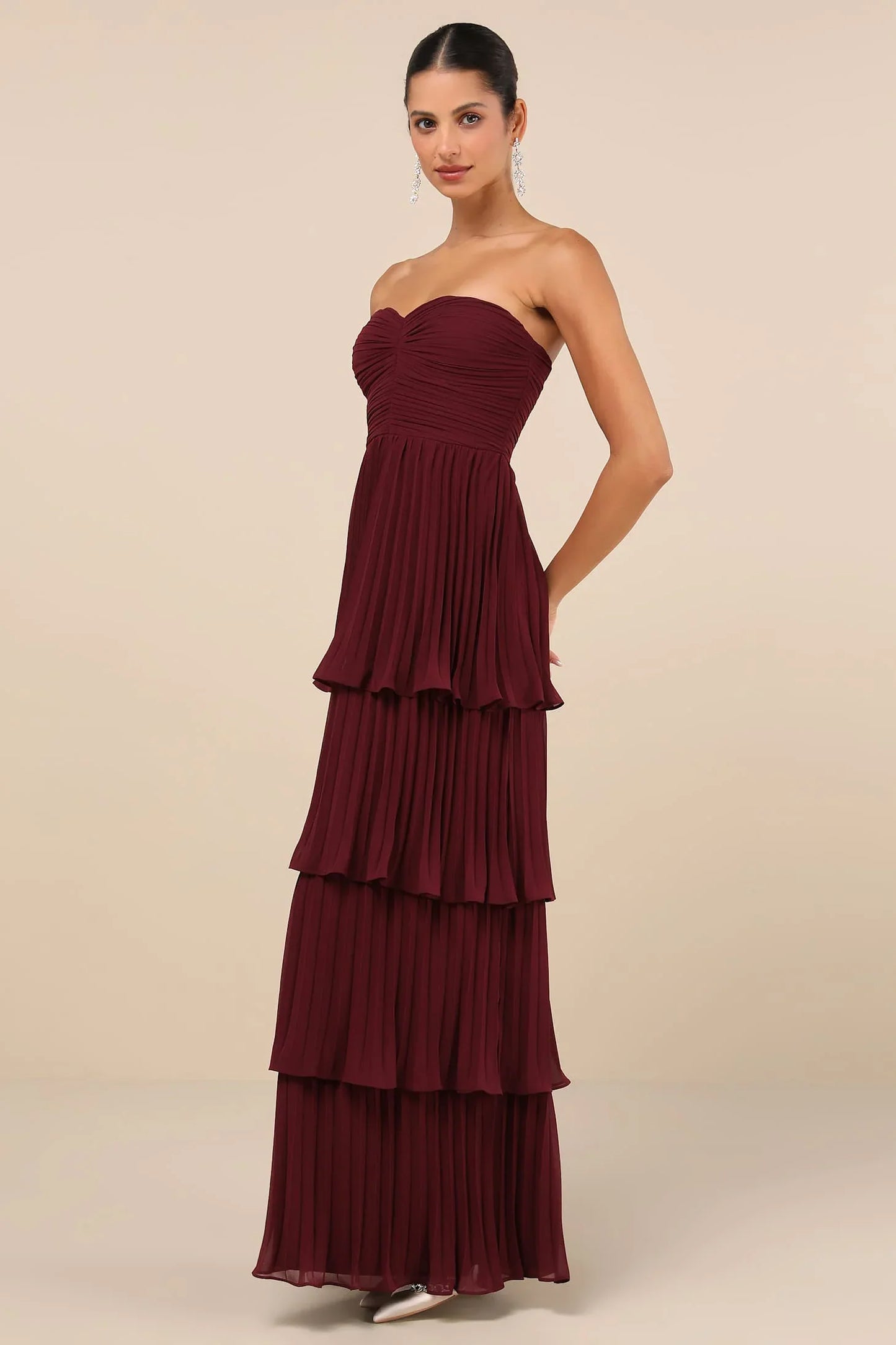 Ambre | Robe Longue Bustier Prune Violet