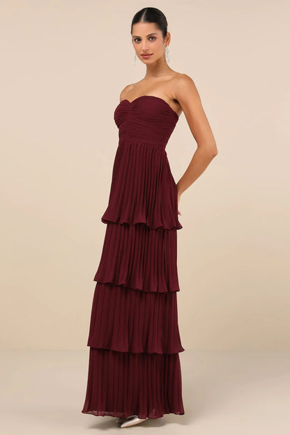 Ambre | Robe Longue Bustier Prune Violet