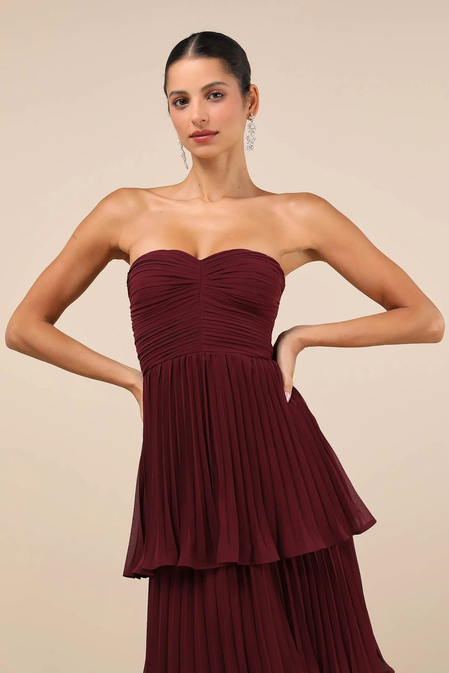 Ambre | Robe Longue Bustier Prune Violet