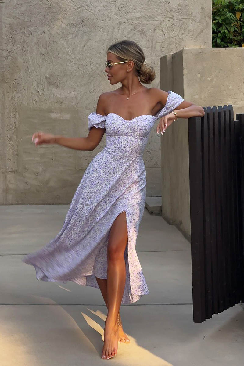 Rosemary | Robe Midi Florale Fendue Chic
