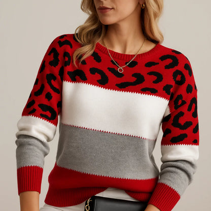 Ambre | Pull décontracté à imprimé léopard