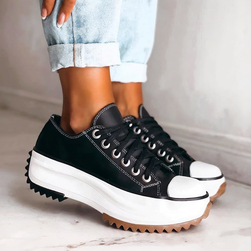 Abrielle - Cuir Baskets Plateforme
