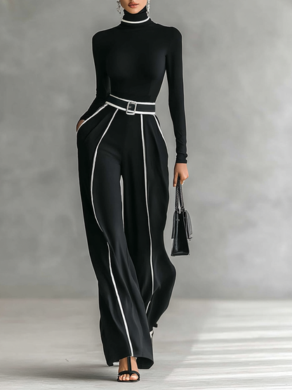 Élenor | Ensemble 2 pièces – Col roulé & Pantalon avec Ceinture