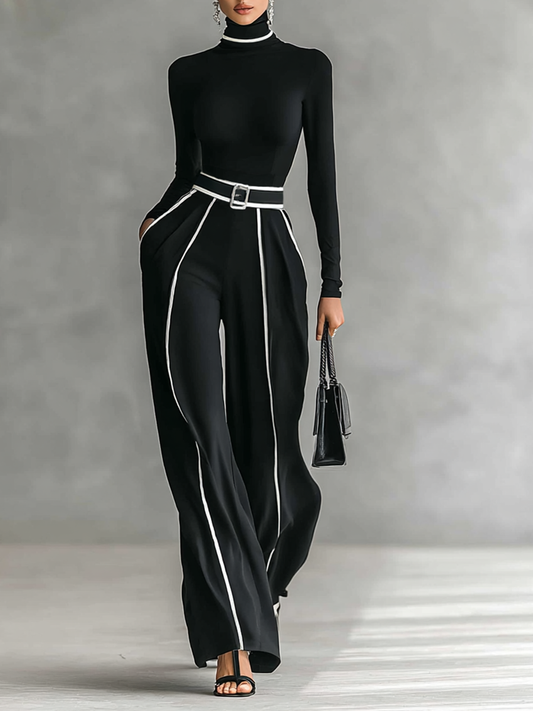 Élenor | Ensemble 2 pièces – Col roulé & Pantalon avec Ceinture