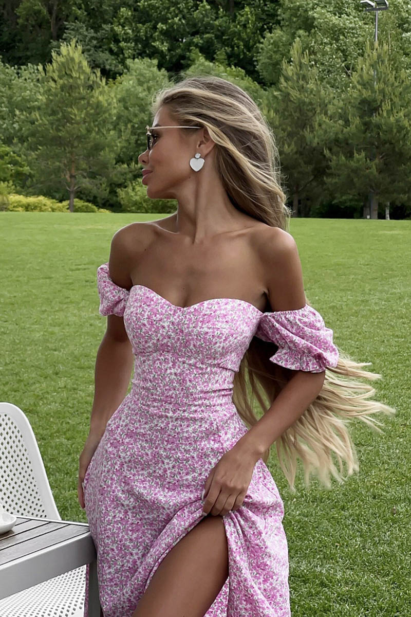 Rosemary | Robe Midi Florale Fendue Chic