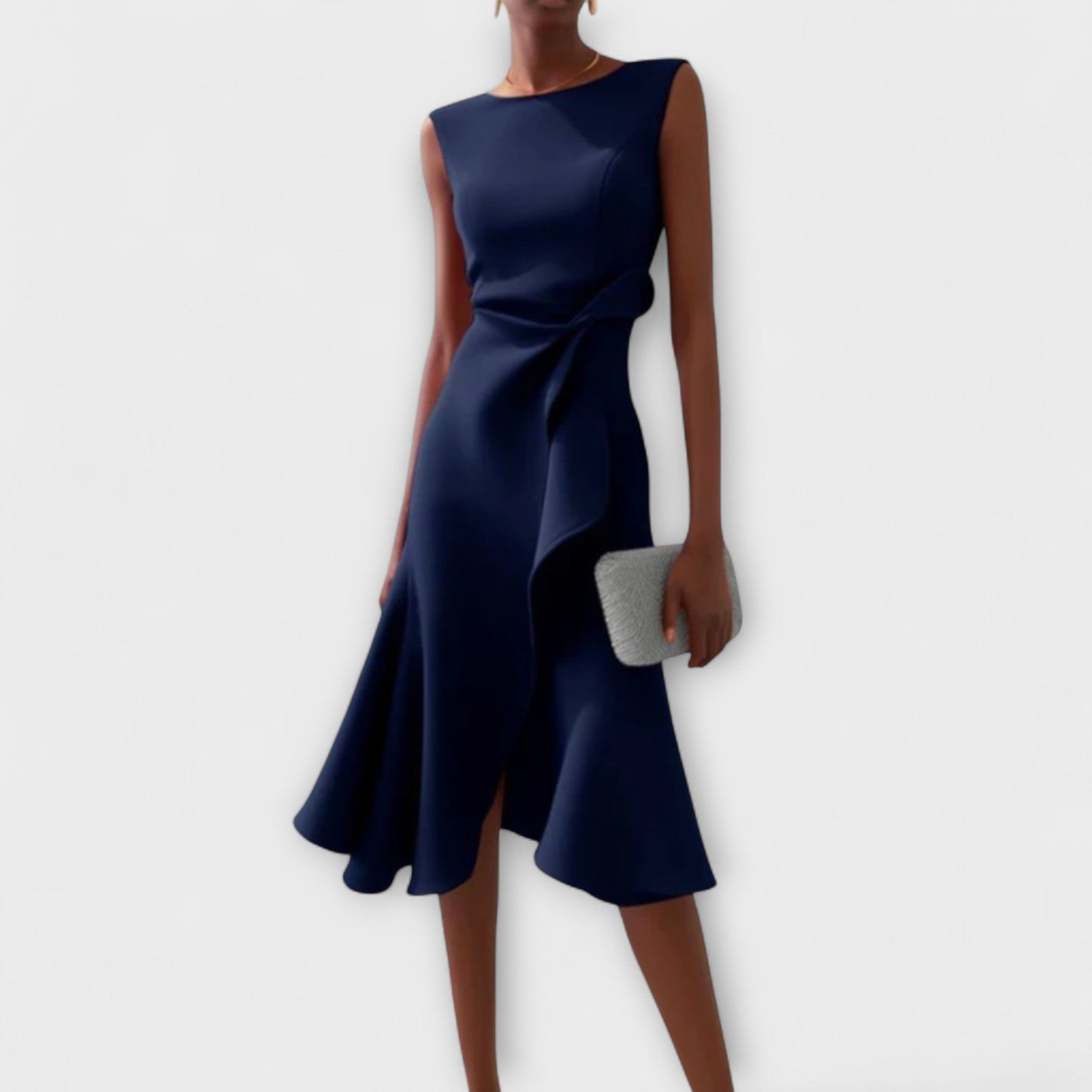 Jade – Robe Midi Asymétrique Drapée