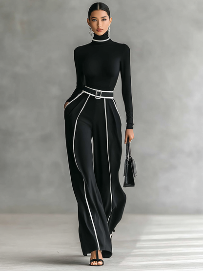 Élenor | Ensemble 2 pièces – Col roulé & Pantalon avec Ceinture