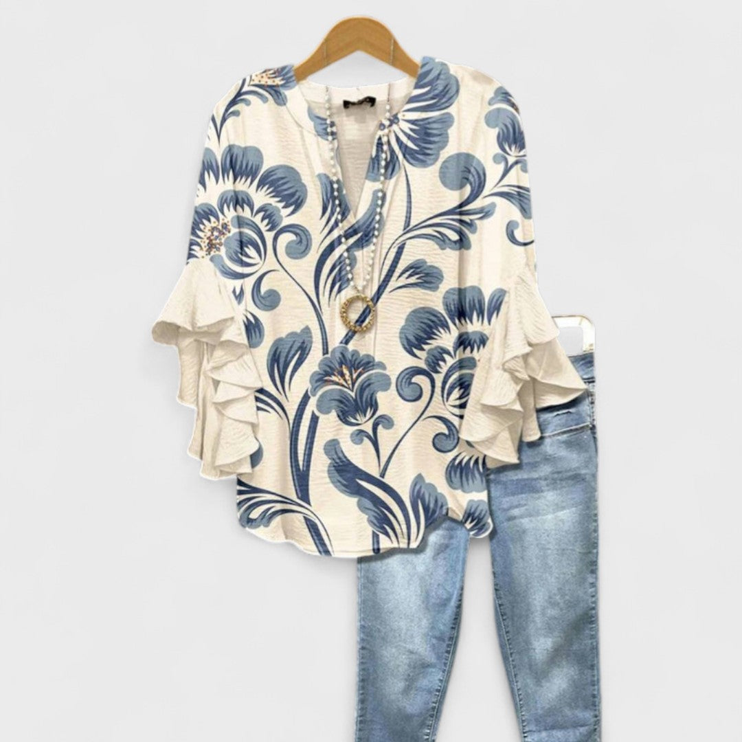 Isabella | Blouse avec des Fleurs Élégantes