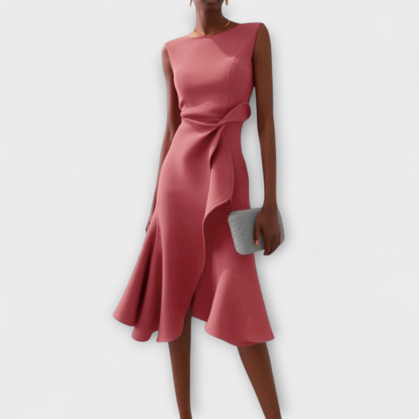 Jade – Robe Midi Asymétrique Drapée