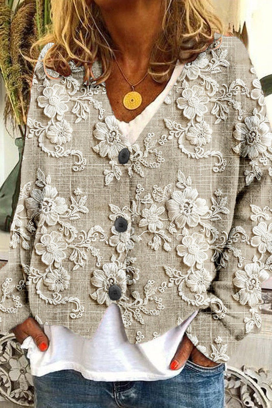 Celine | Cardigan Orné de Fils Floraux