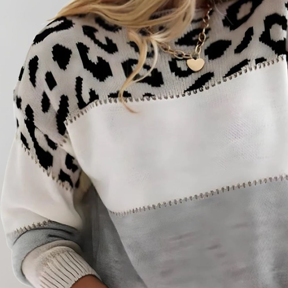 Ambre | Pull décontracté à imprimé léopard