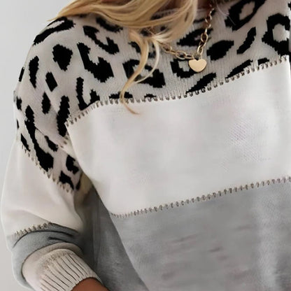 Ambre | Pull décontracté à imprimé léopard