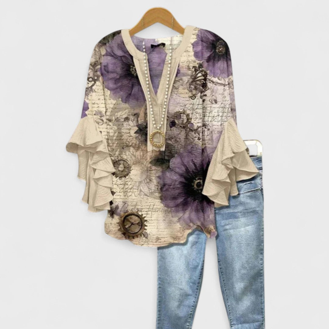 Isabella | Blouse avec des Fleurs Élégantes