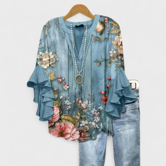 Isabella | Blouse avec des Fleurs Élégantes