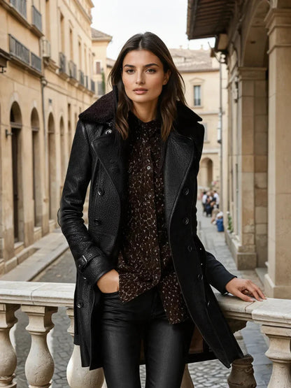 Amelie | Élégant Manteau faux Cuir