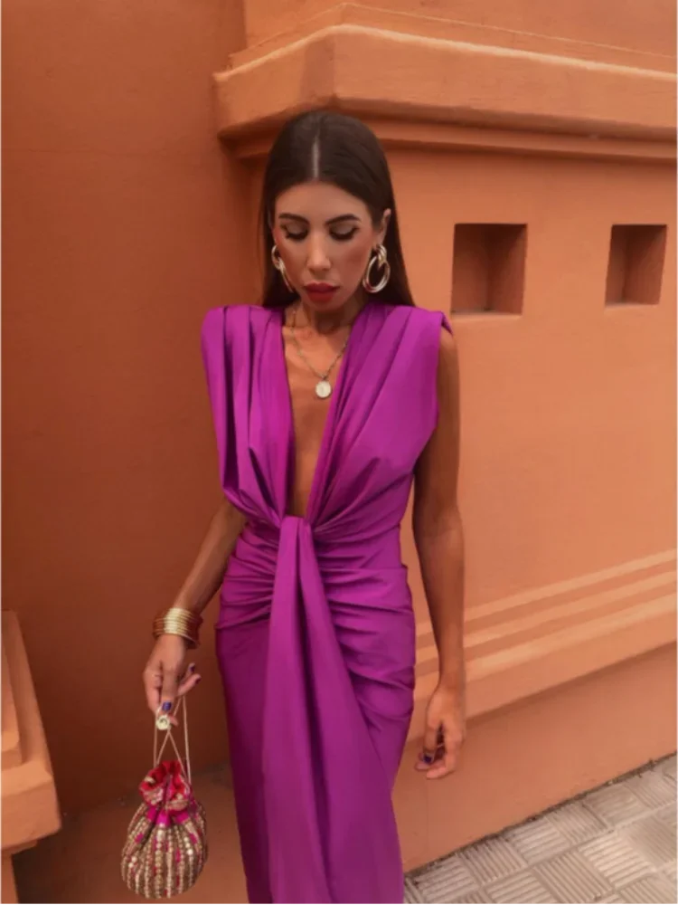 Rose | Robe Longue Femme Plissée