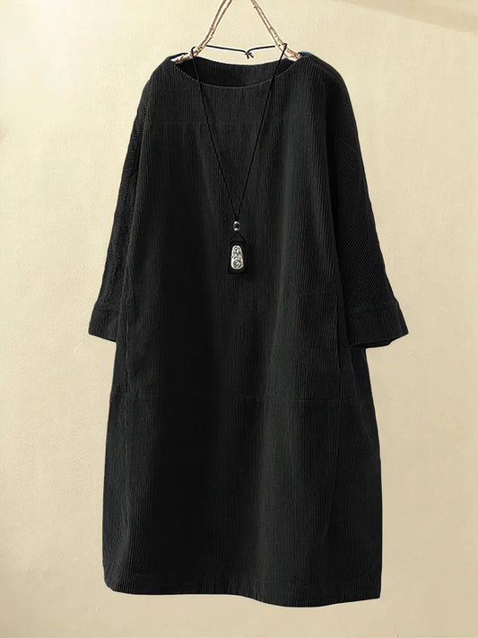 Emmeline | Robe Tunique en Velours Côtelé
